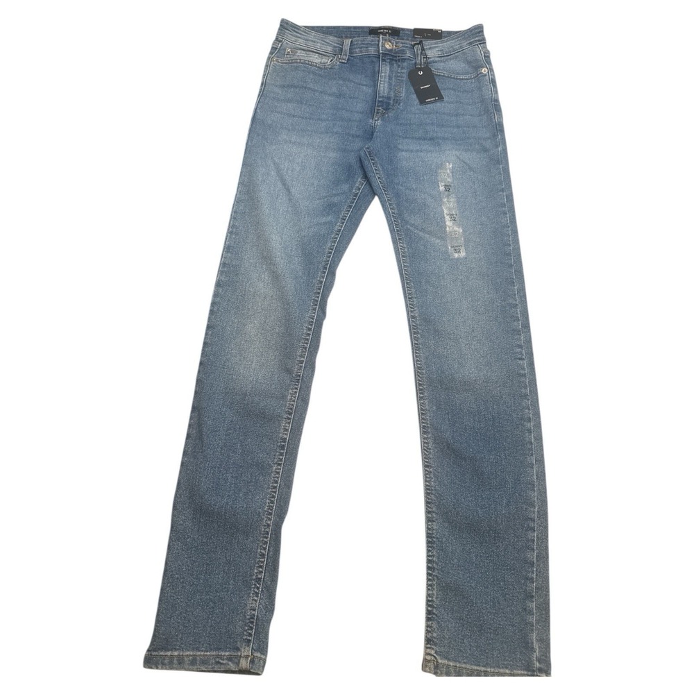 Forever 21 Men's Skinny Leg Blue Denim Jeans, Size 32, Mid-Rise